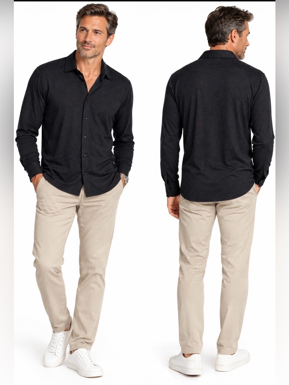 Hugo Boss Men’s Black Silk Cotton Slim Fit Button-Up Shirt Size L NWOT